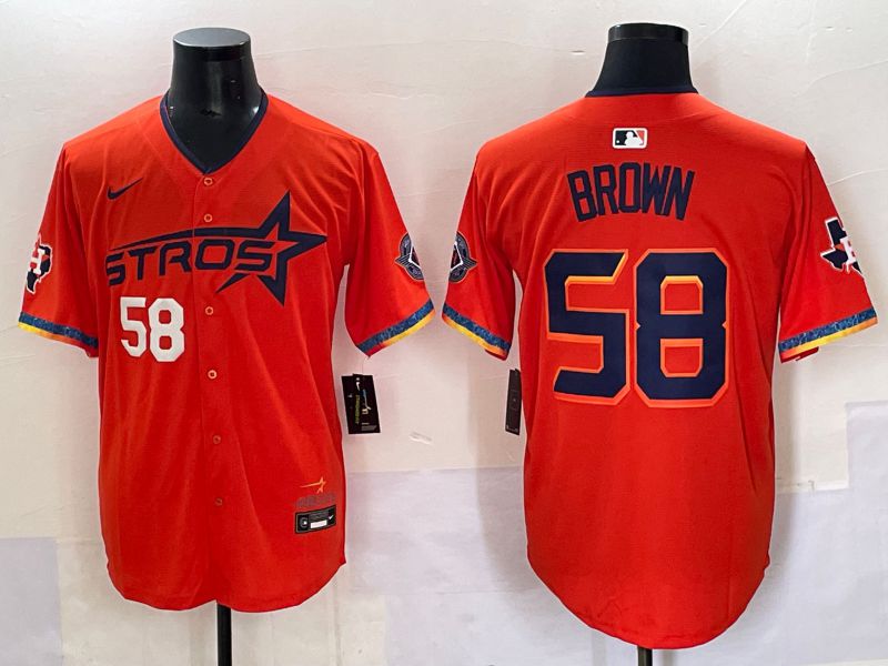 Men Houston Astros #58 Brown Orange Fourth generation Joint Name 2025 Nike MLB Jersey style 2